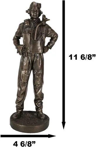 Vista 7 de Ebros Gift Estatua de piloto de avión a reacción de la Segunda Guerra Mundial de 11.75 pulgadas de alto, batalla de Midway, portaaviones navales