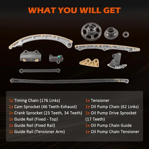 Vista 5 de Kit de cadena de distribución del motor para Accord 2003-07/ CR-V 2002-09/ Element 2003-11/ TSX 2004-2008, 2.4L L4 2354CC Cadena de distribución