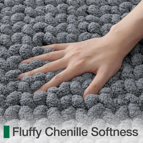 Vista 3 de LUMI Alfombra de Baño de Lujo, Tapete de Baño Ultra Suave de Secado Rápido, Alfombra de Baño Antideslizante Absorbente de Chenilla Gruesa, Tapete