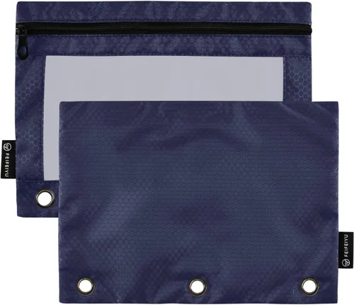 Vista 9 de Firebrick Zipper Pencil Pouch for 3 Ring Binder with Clear Window,Pencil Case 2 Pack Firebrick