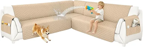 Vista 22 de Fundas para sofá modular, impermeables, 6 piezas, fundas de sofá en forma de L, lavables, antideslizantes, fundas para sofá seccional, suaves