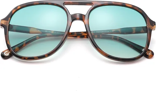 Vista 6 de Pro Acme Gafas de sol polarizadas estilo aviador cuadradas retro para mujer y hombre de los años 70, estilo vintage, doble puente, protección UV400