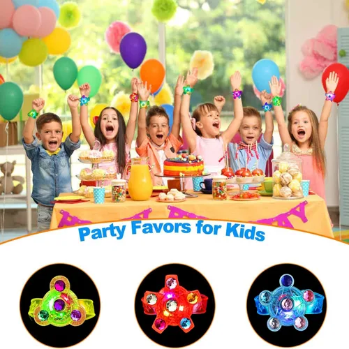Vista 3 de Maegawa Paquete de 25 Pulseras Fidget Spinner con Luz LED, Recuerdos de Fiesta para Niños de 4-8 y 8-12, Suministros de Fiesta que Brillan