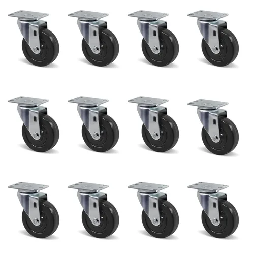 Vista 16 de Juego de 4 ruedas giratorias de 3 pulgadas, ruedas giratorias resistentes, ruedas de goma dura para muebles de camión de plataforma, carrito móvil