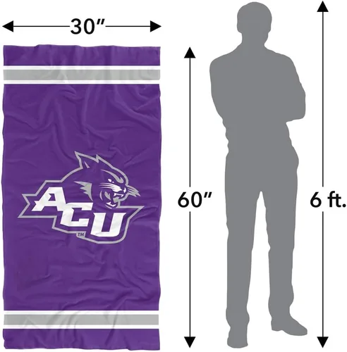 Vista 6 de LOGOVISION Manta Abilene Christian University, 30 x 60 pulgadas, logotipo primario CottonFront/PolyBackBeachTowel