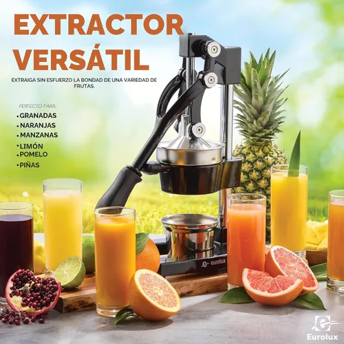 Vista 5 de Eurolux Exprimidor de hierro fundido ultra premium, extra grande, resistente, grado comercial, prensa manual de acero inoxidable, exprimidor