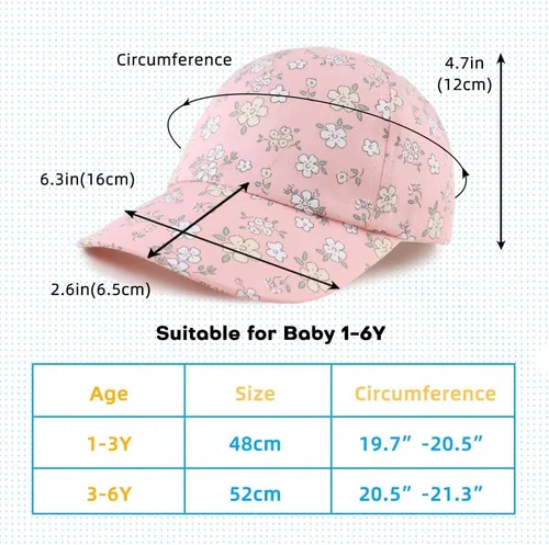 Vista 38 de Peecabe Gorra de béisbol para niños pequeños, unisex, de algodón, ajustable, para bebés, niños, gorra de béisbol para niñas de 1 a 5 años