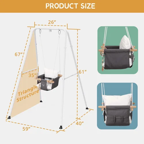 Vista 7 de RAGOZONERY Juego 2 en 1 para bebé con columpio para niños pequeños, Juegos de saltar para bebés y rebotadores, Juego de columpio para niños pequeños