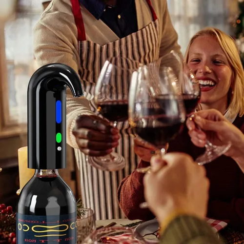 Vista 2 de Aireador eléctrico de vino, aireación de vino y decantador, dispensador de vino, vertedor de boquilla, accesorios de vino, regalos para amantes