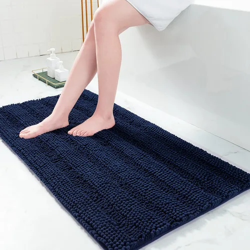 Vista 187 de Grandaily Alfombras de baño de felpilla a rayas de 24 x 16 pulgadas, extra gruesas y suaves, absorbentes, parte trasera de goma, alfombra de ducha