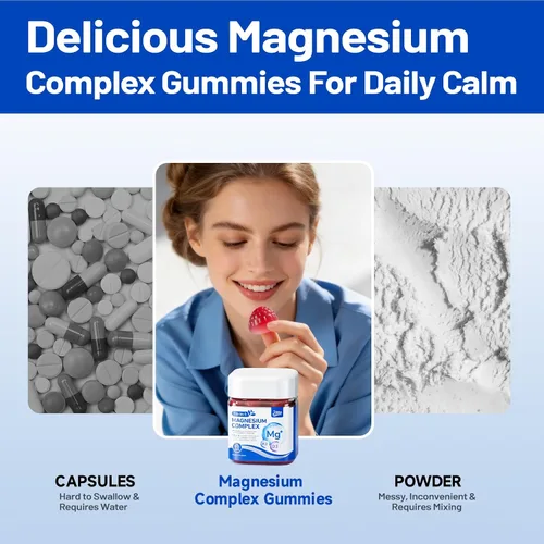 Vista 3 de Complejo de magnesio para mujeres y hombres, gomitas complejas de magnesio