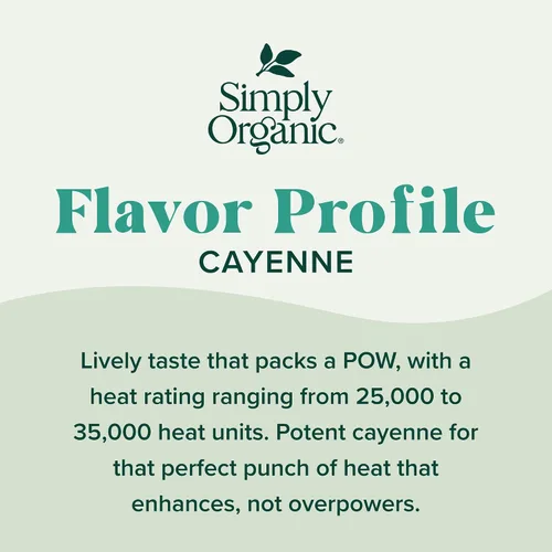 Vista 3 de Simply Organic Pimienta de Cayena, 2.89 onzas, pimientos de cayena puros orgánicos, sin OMG, certificado Kosher