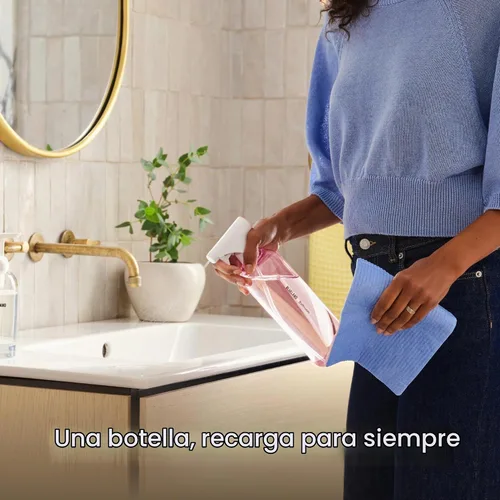 Vista 6 de BLUELAND Limpiador en aerosol para baño, paquete de 4 recargas, eucalipto menta