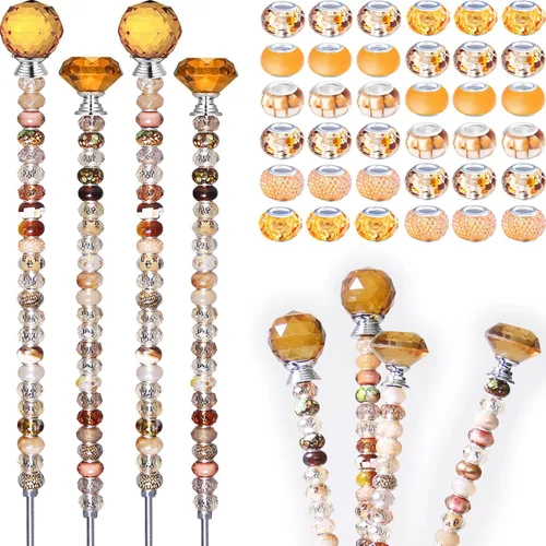 Vista 7 de 300 piezas de estacas de jardín DIY Kit de varitas de hadas de jardín, coloridas con agujero grande, perla de cristal de diamante, tapón superior