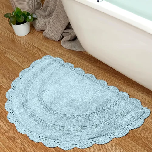 Vista 48 de Chardin home Alfombra de baño de ganchillo beige, alfombra de baño ovalada 100% algodón con borde de ganchillo artesanal hecho a mano, alfombra