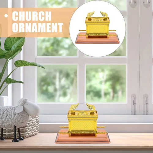 Vista 2 de PRETYZOOM Arca de aleación de réplica, oro de decoración religiosa para oficina en casa