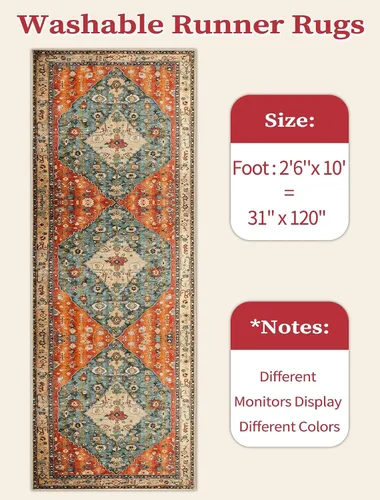 Vista 271 de SERISSA - Tapetes florales vintage, antideslizante, lavable, pequeño, ultrasuave, bohemio, de pelo bajo, para entrada, interiores, habitación