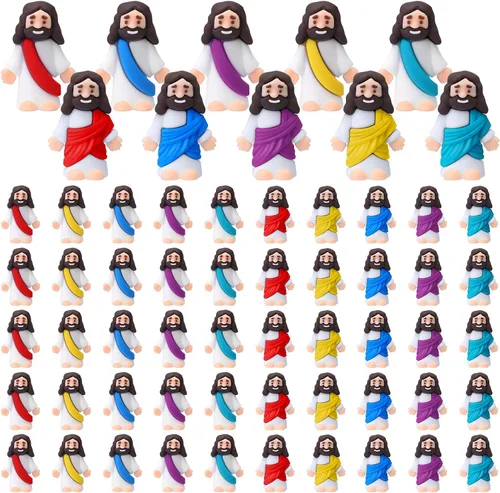 Vista 11 de Bememo 50 figuras de Jesús para esconderse y buscar recuerdos de fiesta religiosa para iglesia, escuela dominical, huevos de Pascua