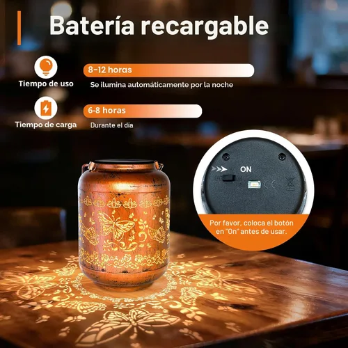 Vista 4 de Regalos de cumpleaños para mujeres, mamá, abuela, faroles solares de mariposa para exteriores, impermeables, cobre metal, luces solares colgantes