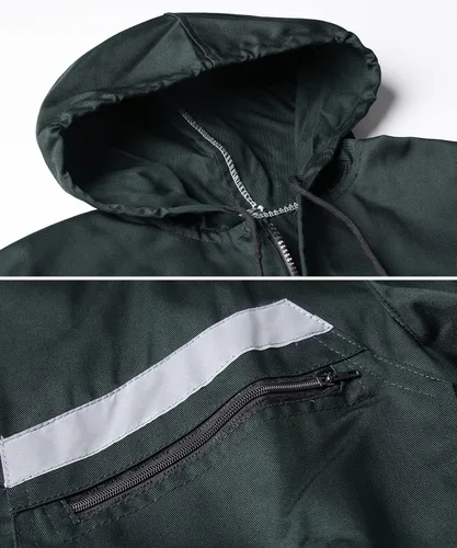Vista 4 de Mono de trabajo mecánico de manga larga de mezcla de algodón para hombre con capucha