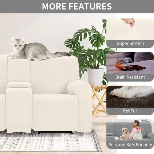 Vista 5 de Easy-Going - Funda 100% impermeable para sofá reclinable, fundas de sofá elásticas para sofás reclinables, funda de sofá seccional extra grande
