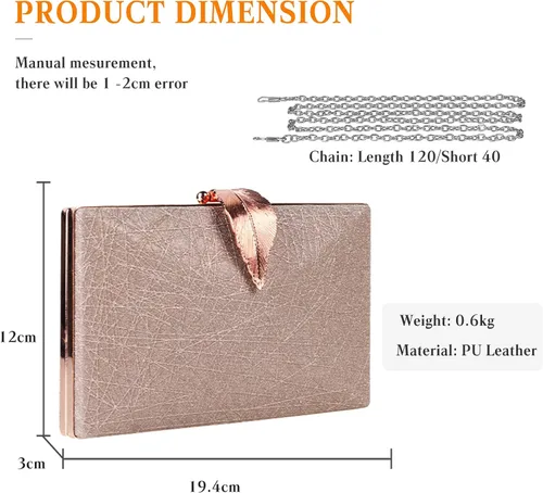 Vista 3 de Monederos pequeños para mujer, bolso de noche con cierre abatible estilo hoja, bolso de boda nupcial