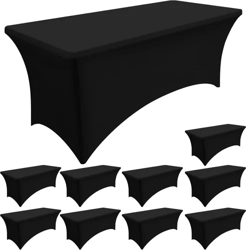 Vista 59 de Smiry Paquete de 2 manteles de elastano de 6 pies, manteles elásticos ajustables extensibles, lavables y sin arrugas, cubiertas rectangulares de Rojo