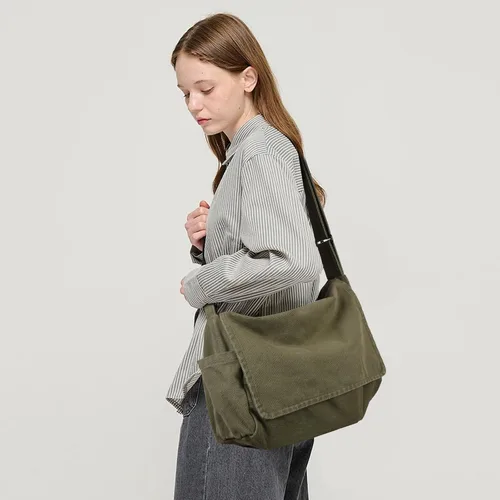 Vista 5 de ChuLian Bolsa de mensajero para mujeres y hombres, de lona, bolsa de viaje, estilo hobo, casual, bandolera, bolsa de hombro
