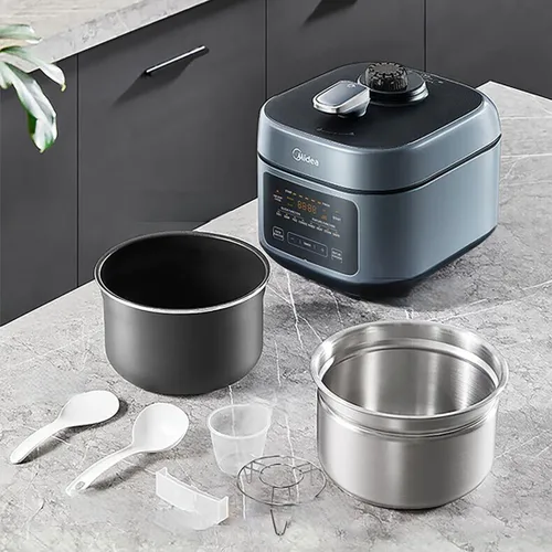 Vista 8 de Midea Olla a presión eléctrica 8 en 1 con ollas dobles, olla de cocción lenta programable multifuncional, olla arrocera, vaporera, sartén