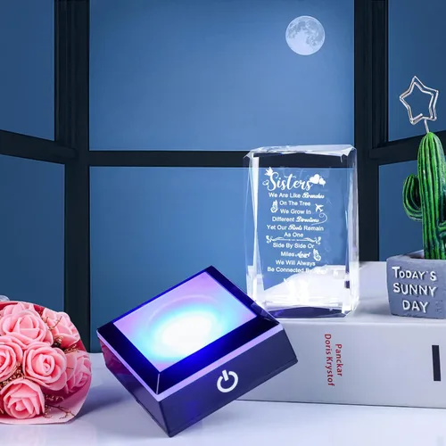 Vista 6 de Movdyka Regalos divertidos para hermanas, hermanas grabadas en 3D con base, el mejor regalo único de cumpleaños, Navidad, boda, graduación, hermana