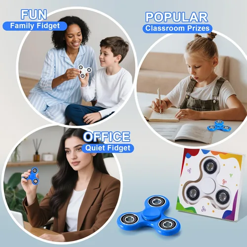 Vista 4 de WELLVO Fidget Spinner 2 piezas para niños adultos, juguetes sensoriales para aliviar la ansiedad y el estrés, mini juguete para ansiedad