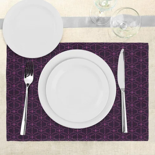 Vista 3 de Ambesonne Juego de 4 manteles individuales índigo, diseño oriental con detalles de hojas de remolino floral, impresión de imagen, manteles
