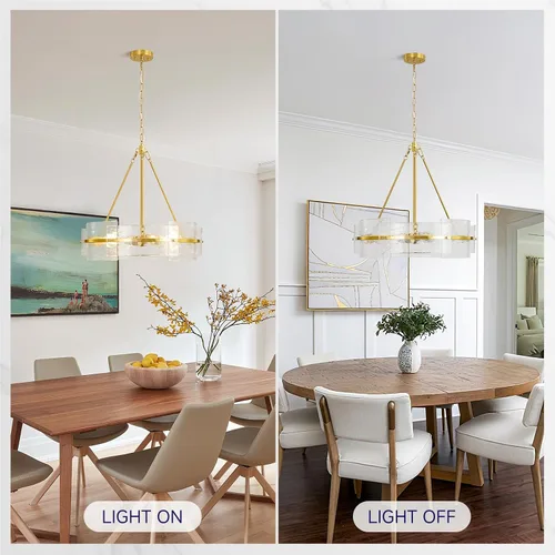 Vista 3 de Lámparas modernas del comedor del tambor del oro, 22" luces texturizadas Oro cepillado