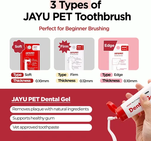 Vista 10 de JAYU PET Cepillo de Cuidado Dental (Cerdas de Borde) 1 unidad - Cepillo de Dientes para Perro con Cabeza Micro Redonda, Cepillo de Dientes