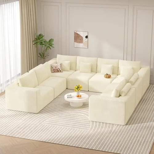 Vista 47 de Sofá cama modular, sofás de nube convertibles para sala de estar, 2 tumbonas de pana sin hueso, sofá cama de gran tamaño para dormitorio,