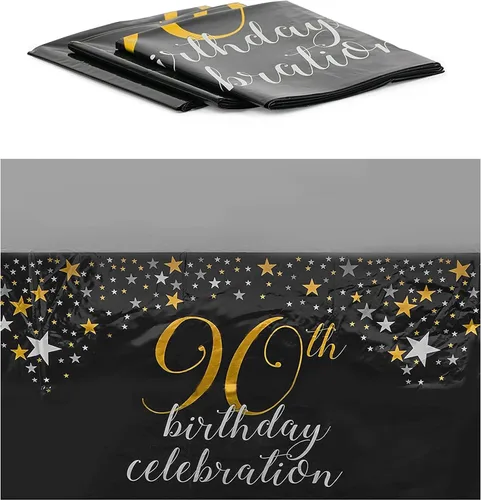 Vista 21 de Sparkle and Bash Paquete de 3 manteles de plástico retro de los años 80 para decoraciones de fiestas de los años 80 (54 x 108 pulgadas)