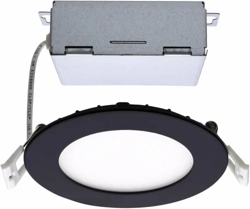 Vista 4 de Satco CCT Downlight LED de ajuste delgado con lente plana con controlador remoto, cuadrado de 8 pulgadas, color blanco