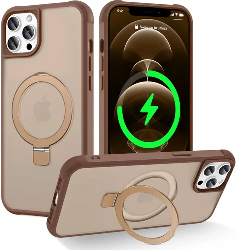 Vista 87 de CHAOFEnG Funda magnética compatible con iPhone 11 con soporte, prueba de caídas de grado militar, compatible con imán, anillo translúcido, parte