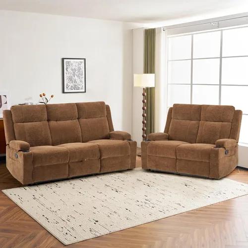 Vista 15 de Sofá biplaza reclinable manual, sofá reclinable de 2 plazas