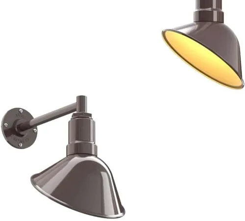 Vista 81 de Steel Lighting Co. Luz de Letrero de Tienda Venice para Pared de Acento de Restaurante al Aire Libre Cúpula de 9 pulgadas Brazo Recto de 6