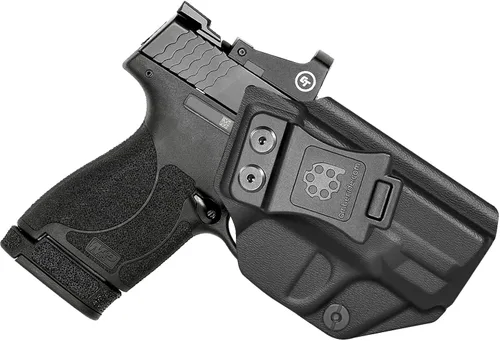 Vista 10 de Amberide IWB Funda Kydex para S&W M&P, Shield CT Laser, Shield Plus, Shield M1.0, Shield M2.0 3.1, EZ 0.354 in, EZ 380, Ecualizador, Guardaespaldas