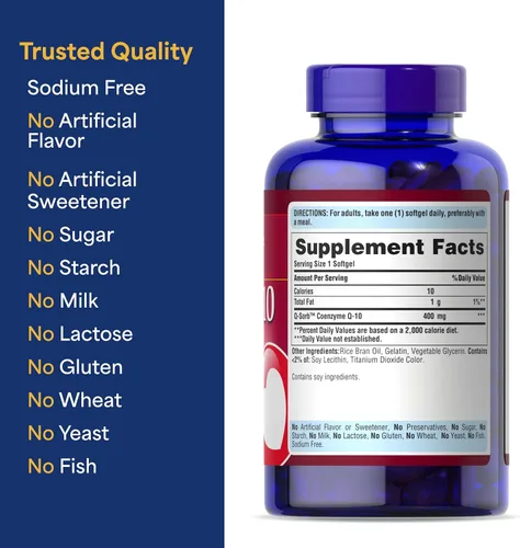 Vista 6 de Puritan's Pride Q-Sorb CoQ10 Softgel, 400 Mg, 120