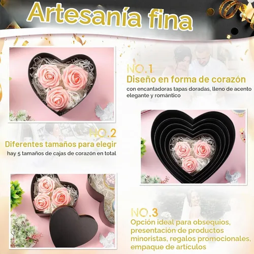 Vista 3 de Harloon 5 cajas en forma de corazón para arreglos florales, cajas de regalo, caja de corazón con tapas para el día de San Valentín, dama de honor