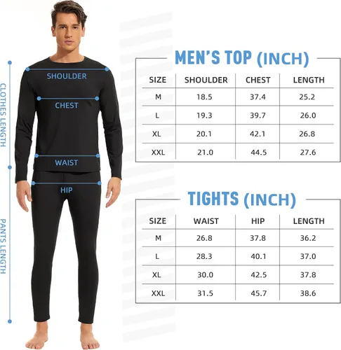 Vista 5 de Ropa interior térmica para hombre ultra suave largo con capa base con forro polar