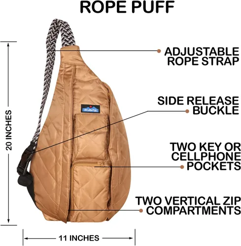 Vista 6 de KAVU Original Rope Puff Diamond Quilted Mini Sling Pack - Taupe, gris topo, Compacto