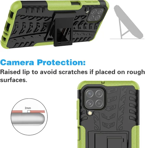 Vista 8 de Asuwish Funda de teléfono para Samsung Galaxy A22 4G de 6.4 pulgadas con protector de pantalla de vidrio templado y soporte delgado, híbrida