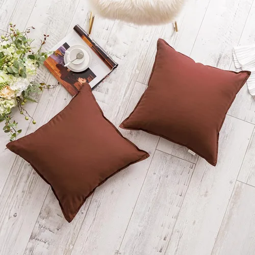 Vista 29 de Jeanerlor Funda de almohada decorativa de lino y algodón sólido de 18 x 18 pulgadas con cremallera, funda de cojín europea, funda de almohada
