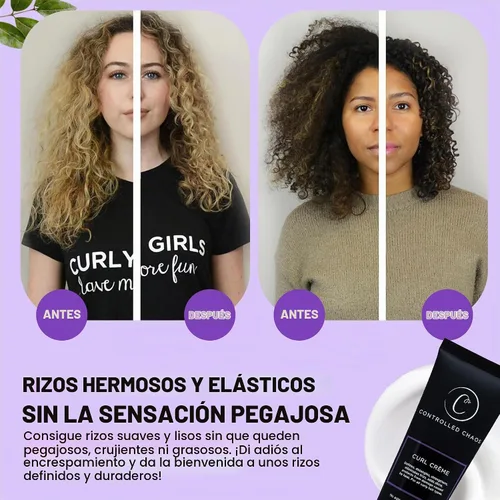 Vista 5 de Controlled Chaos, Como se ve en Shark Tank Curl Defining Cream para todo tipo de cabello para añadir suavidad y controlar el rizado, crema