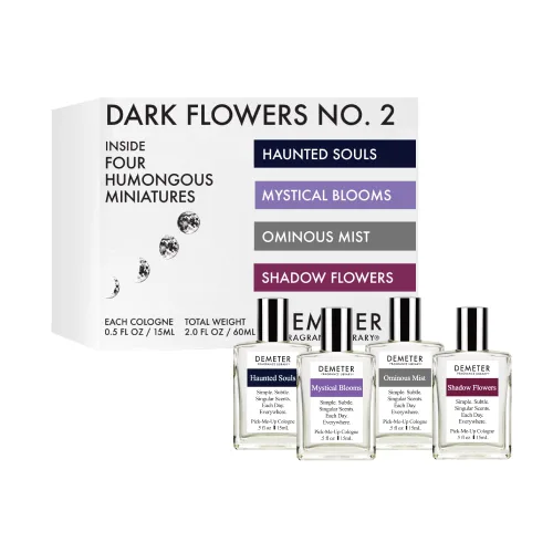 Vista 9 de DEMETER Fragancias Juego de Miniaturas de Flores Oscuras de 4 - Hora de las Brujas - Rosas Oscuras - Flores de Vampiro - Transfixed - Juego