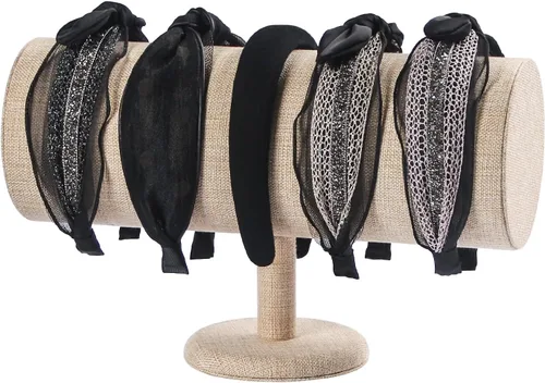 Vista 7 de Coward Organizador de diadema beige T-Bar, soporte de exhibición de banda para el cabello, estante de almacenamiento para niñas y mujeres